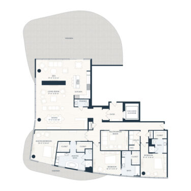 Rendering of the PH1 floor plan with 3 bedroom[s] and 3.5 bathroom[s] at 2929 Weslayan