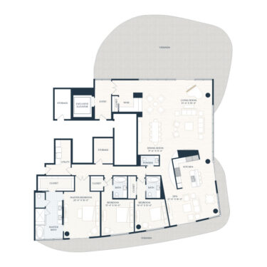 Rendering of the PH2 floor plan with 3 bedroom[s] and 3.5 bathroom[s] at 2929 Weslayan